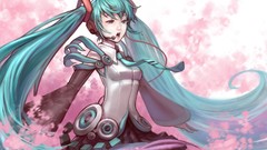 Headphones long hair anime girls hatsune miku vocaloid 