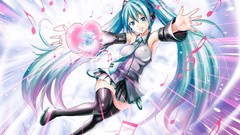 Headphones long hair anime girls hatsune miku vocaloid 