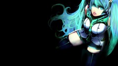 Headphones long hair anime girls hatsune miku vocaloid