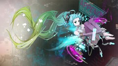 Headphones long hair anime girls hatsune miku vocaloid miku 