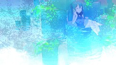 Headphones long hair closed eyes hatsune miku vocaloid 