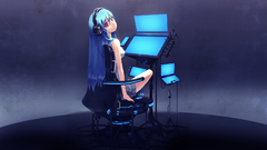 Headphones long hair red