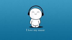 Headphones love Music text