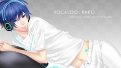 Headphones male blue hair vocaloid anime boys Kaito (Vocaloid)