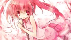 Headphones microphones pink hair anime girls hatsune miku 
