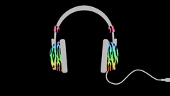 Headphones minimalistic rainbows zebras
