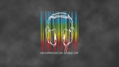Headphones multicolor text