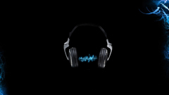 Headphones Music black background