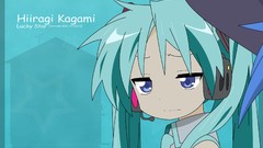 Headphones parody long hair blue eyes lucky star hatsune miku 