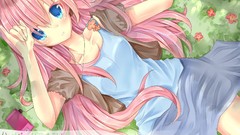 Headphones pink hair anime girls blue eyes vocaloid megurine 