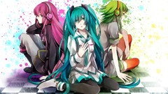 Headphones pink hair anime girls hatsune miku vocaloid megurine 
