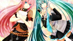 Headphones pink hair hatsune miku vocaloid megurine luka 