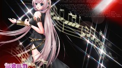 Headphones pink hair long hair anime girls blue eyes vocaloid 