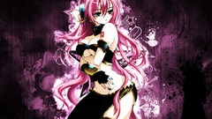 Headphones pink hair long hair blue eyes vocaloid megurine luka 