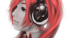 Headphones pink hair pink