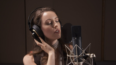 Headphones pretty girl singing