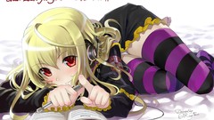 Headphones red eyes stockings anime girls underwear panties 