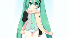 Headphones scarfs long hair anime girls hatsune miku vocaloid 