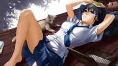 Headphones school uniforms meganekko