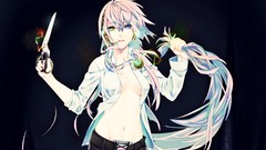 Headphones scissors microphones long hair anime girls headsets 