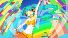 Headphones signs Anime skirts multicolor blue hair long hair 