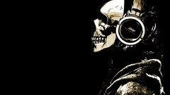 Headphones skeletons black background