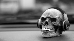 Headphones skulls grayscale depth of field