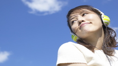 Headphones sky girl Music