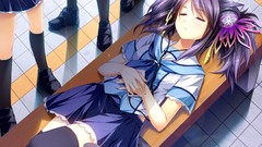 Headphones sleeping infinity anime girls seifuku animal ears 