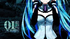 Headphones smiling long hair hatsune miku vocaloid detached 