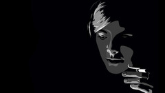 Headphones smoking grayscale faces