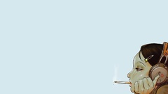 Headphones smoking Simple Background