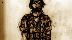 Headphones soldiers sunglasses sketches