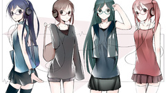 Headphones stockings redheads skirts