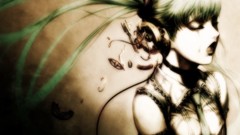 Headphones tears tie long hair closed eyes crying hatsune miku 