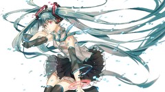 Headphones tears tie white background red eyes stockings 