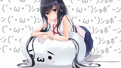 Headphones tie anime girls school uniforms no bra