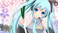 Headphones tie blue eyes hatsune miku vocaloid thigh highs aqua 