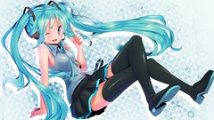 Headphones tie dots skirts long hair headsets hatsune miku 