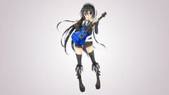 Headphones tie instruments shirts guitars long hair anime girls 