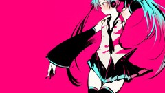 Headphones tie Profile pink background stockings skirts blush 