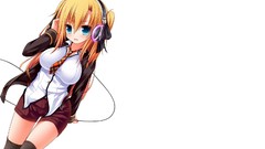 Headphones tie Shorts jackets blondes long hair anime girls 