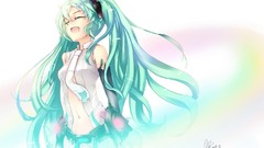 Headphones tie singing anime girls hatsune miku vocaloid miku 
