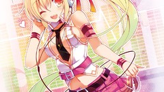 Headphones tie stockings blondes bracelets skirts wink