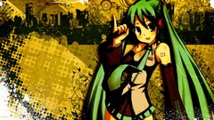 Headphones tie tattoos microphones skirts blush anime girls 