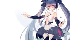 Headphones tie white background navel stockings tattoos blush 