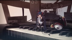 Headphones tie wires keyboards skirts long hair brunettes 