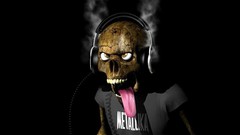 Headphones tongue skulls skeletons Metalika