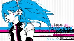 Headphones Typography anime girls hatsune miku vocaloid