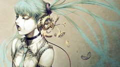 Headphones vocaloid futuristic hatsune